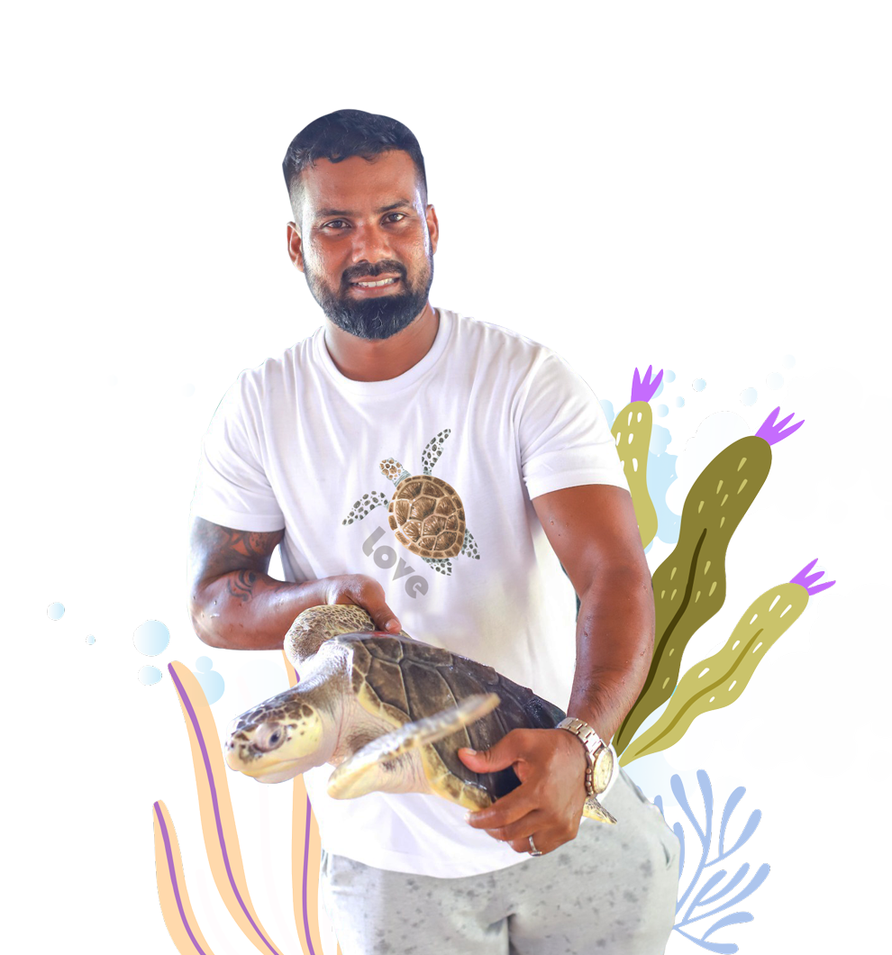 Founder with turtle